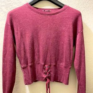 American Eagle Corset Crop Sweater Pink Size Small
